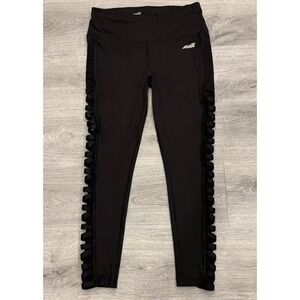 Avia High Rise Leggings Women's Small Black with Side Ribbon Detail Stretch‎